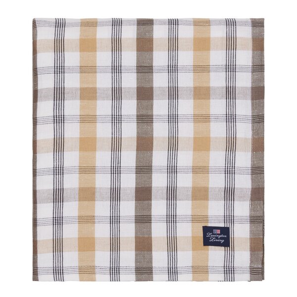 Lexington Rutete lin/bomulls duk 150x350 cm oliven/hvit/beige