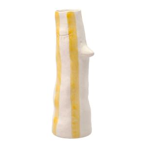 Villa Collection Styles vase m/ nebb og øyevipper 34 cm gul