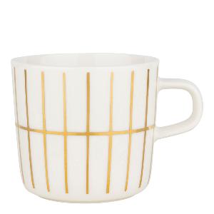 Marimekko Tiiliskivi kaffekopp 20 cl hvit/gull