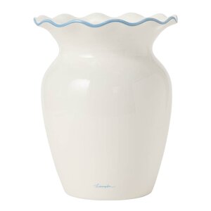 Lexington Vase med bølgekant 25 cm hvit/blå
