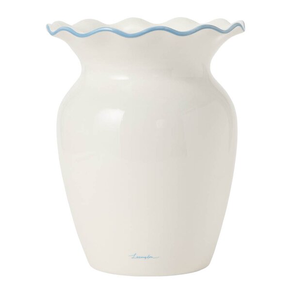Lexington Vase med bølgekant 25 cm hvit/blå