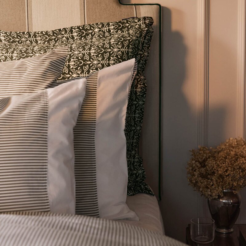 Lexington Putetrekk 50x70 cm bomullspercale stripet olive/white