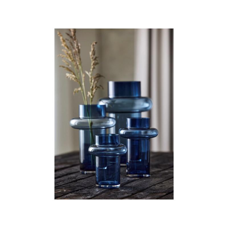 Lyngby Glas Tube vase 20 cm dark blue glass