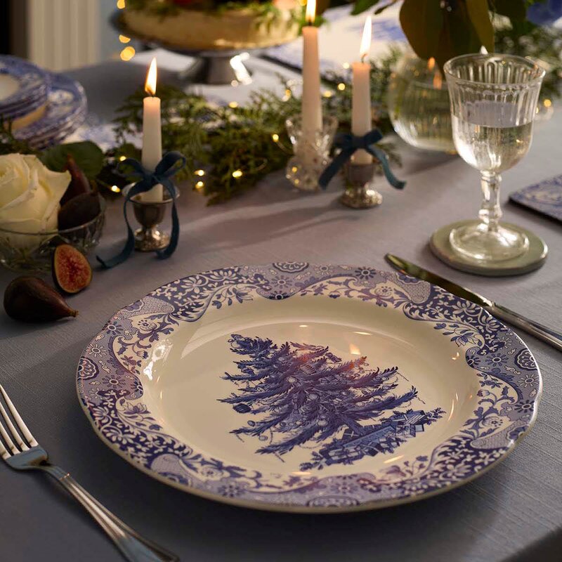 Spode Blue Italian Christmas Tree dekketallerken 31 cm blå/hvit