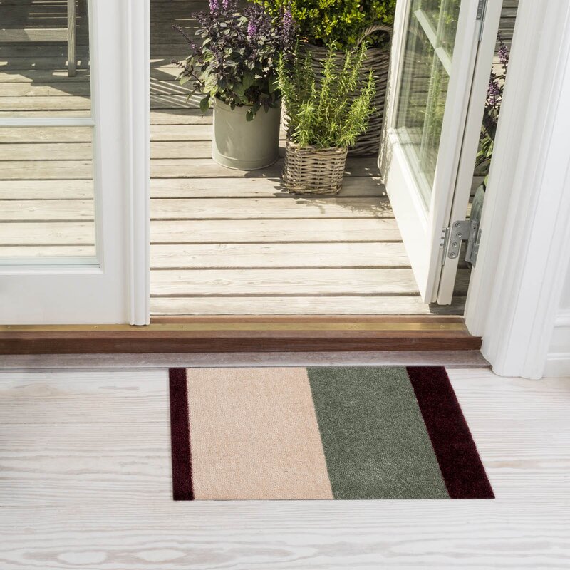 Tica Copenhagen Stripes horisontal gulvmatte 40x60 cm bordeaux/green/ivory