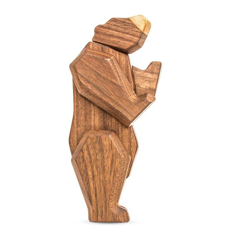 FableWood Bjørn trefigur 12 cm valnøtt/ask