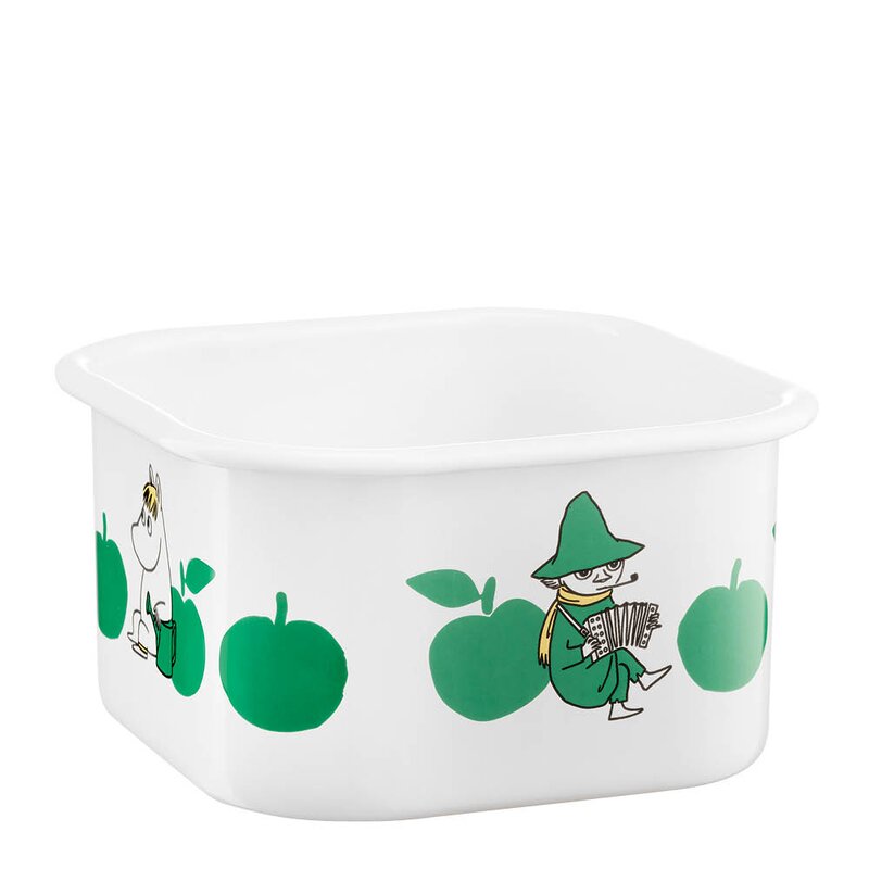 Muurla Mummi emaljeboks med lokk 1,5L grønne epler