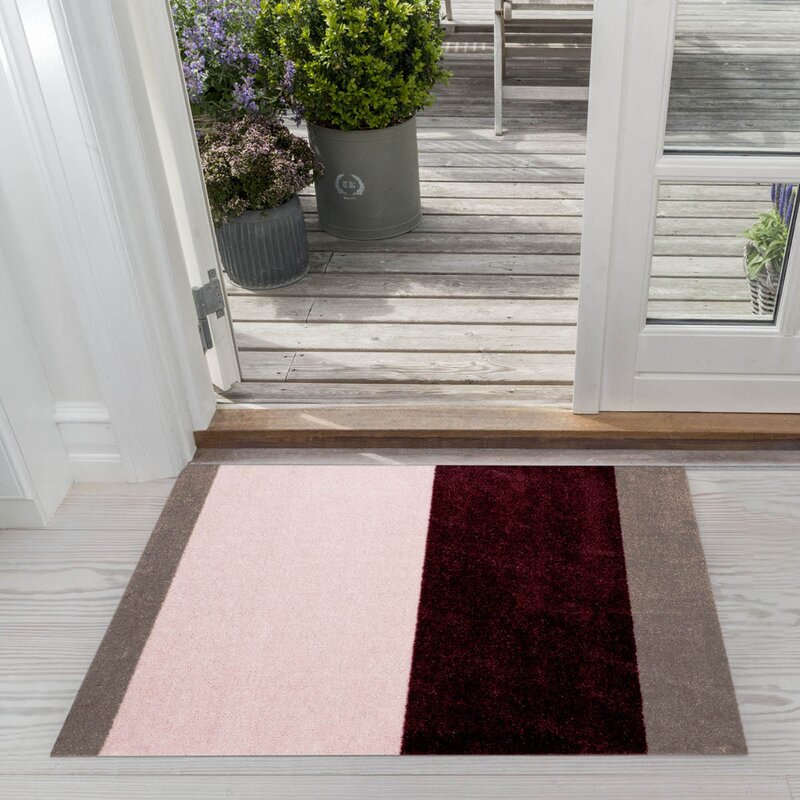 Tica Copenhagen Stripes horisontal gulvmatte 90x60 cm bordeaux/rose/sand