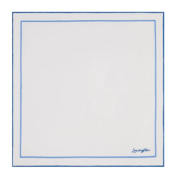 Lexington Serviett 50x50 cm lin/bomull med broderi hvit/blå