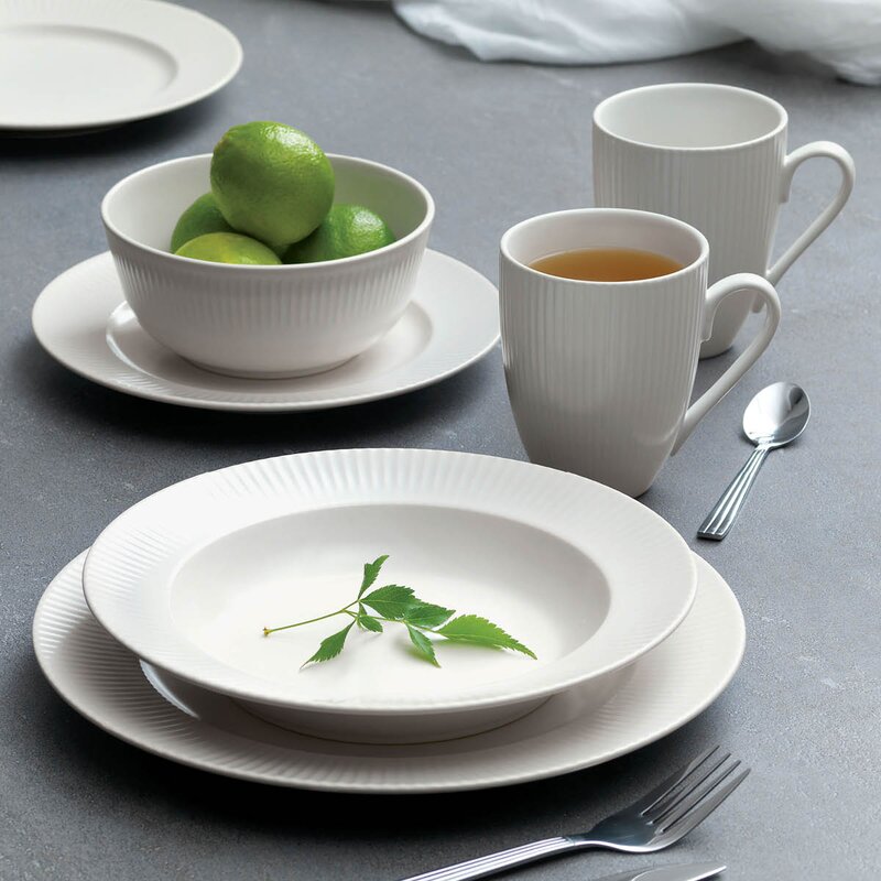 Aida Groovy stentøy suppetallerken 23 cm hvit