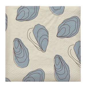 Broste Copenhagen Oyster serviett 33x33 cm 20 stk lys blå/svart