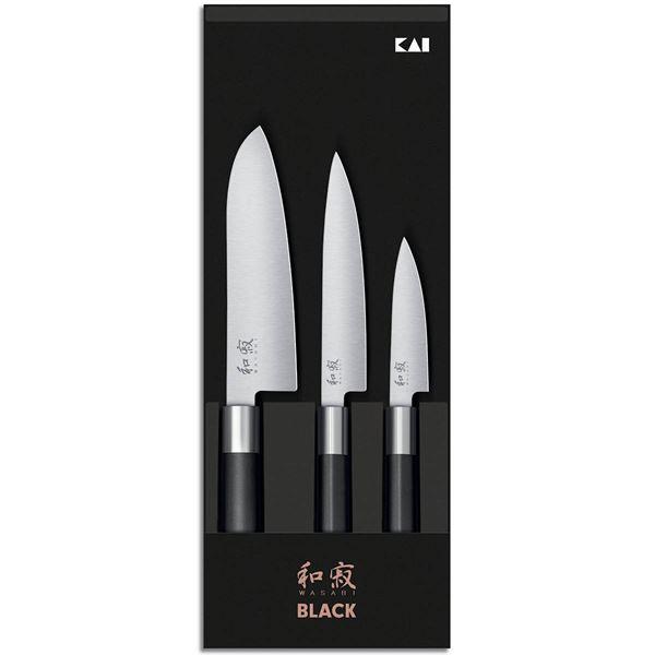 KAI Wasabi Black knivsett med 3 kniver