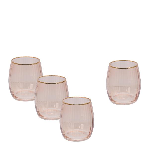 Modern House Soft pink vannglass m/riller 45 cl 4 stk