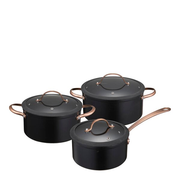 Modern House Black Copper grytesett 3 deler 1,5/3/4,9L keramisk svart/kobber