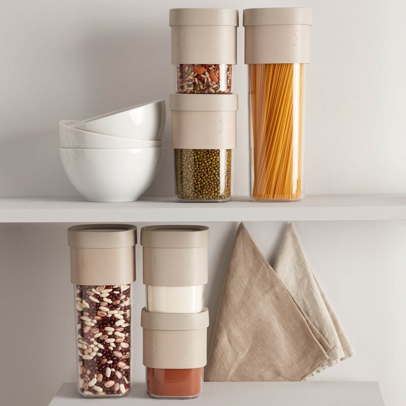 Lékué Flip Storage oppbevaringsboks L med lokk beige