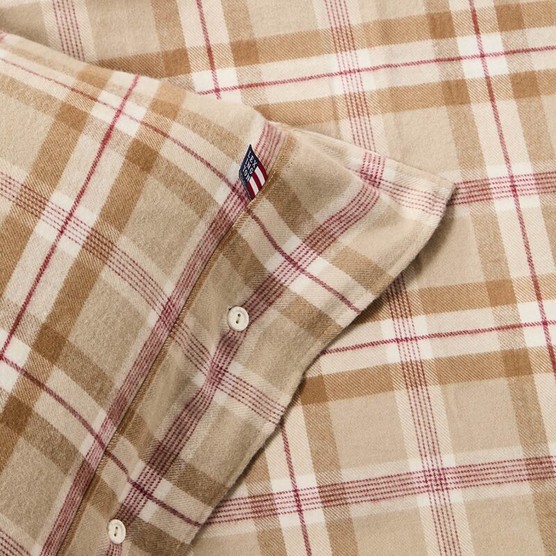 Lexington Sengesett 140x220 cm bomullsflanell rutete fudge/beige/fig