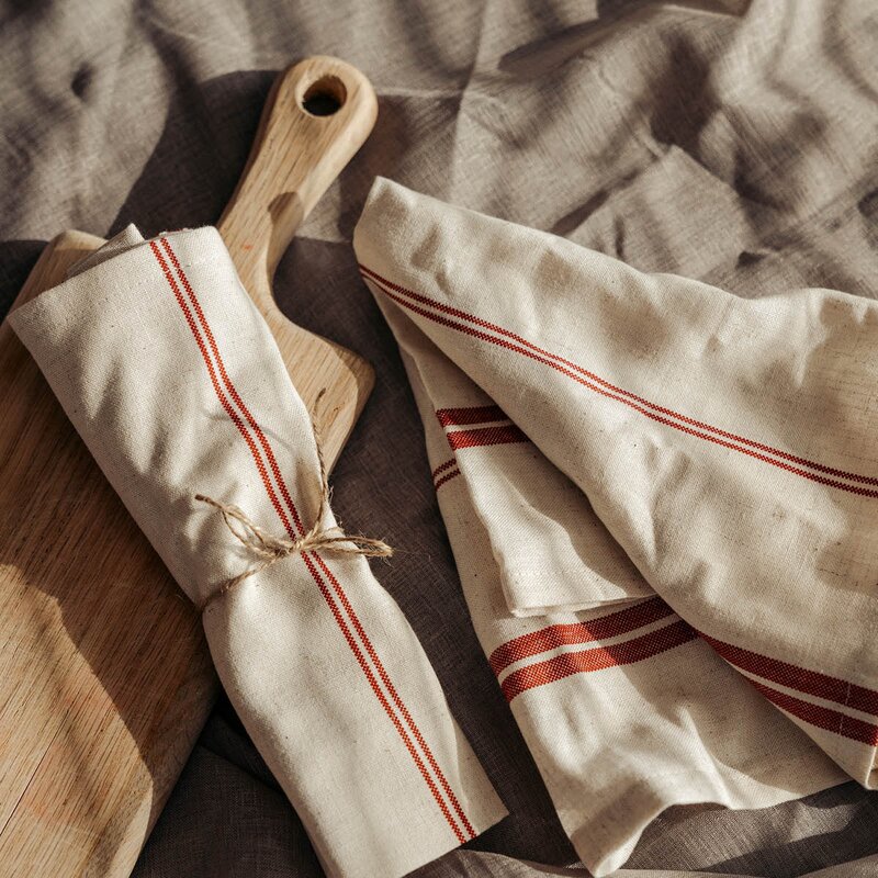 Stiernholm Elsa servietter 45x45 cm 2 stk natur/rød