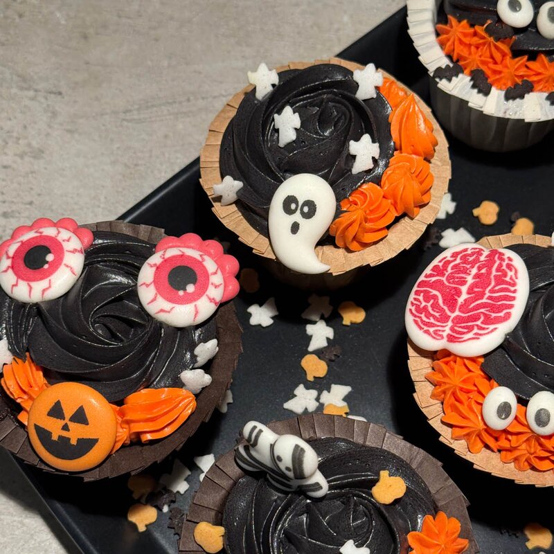 ScrapCooking Halloween spiselig kakepynt 8 stk svart/rød/hvit