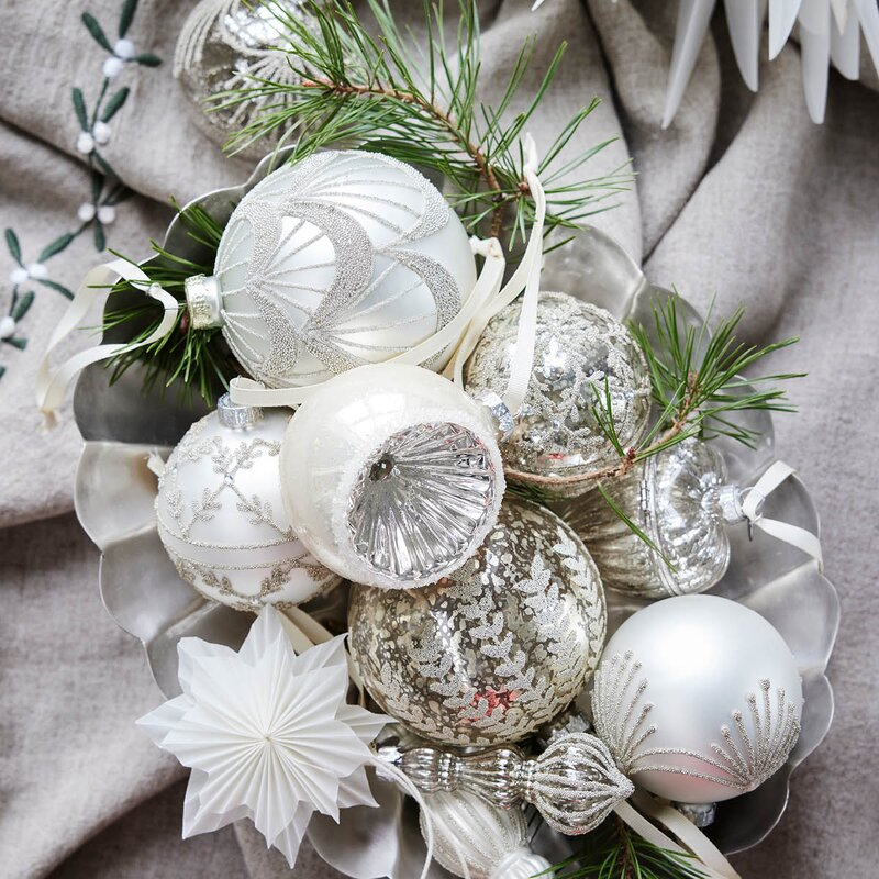 Lene Bjerre Hevig juletrepynt 8 cm benhvit