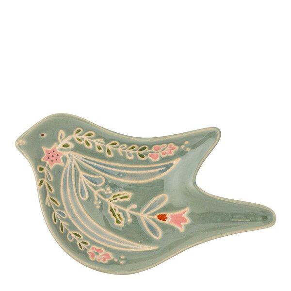 Bloomingville Rosalynde serveringsfat 14 cm fugl grønn