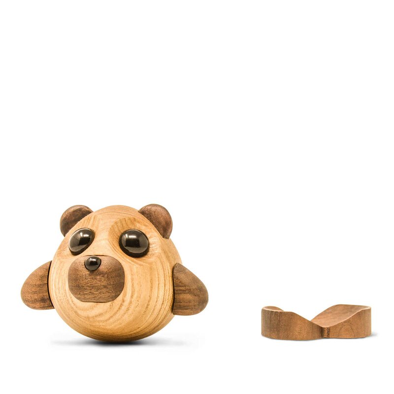 FableWood Teddy bjørn trefigur 8 cm ask/valnøtt