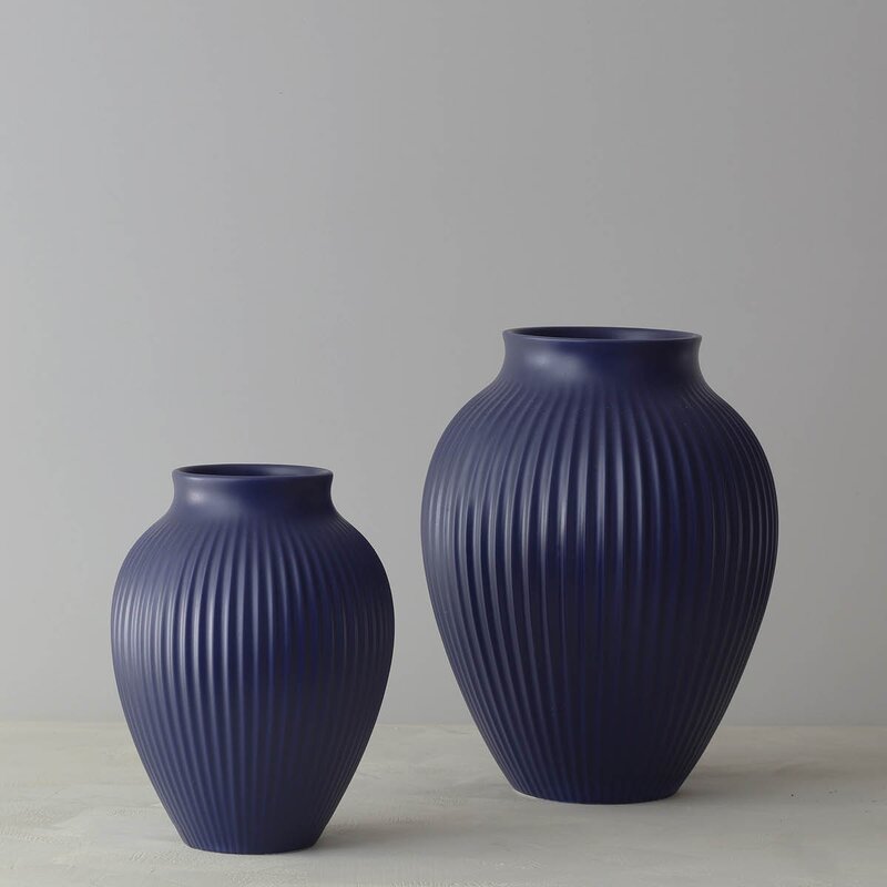 Knabstrup Keramik Ripple vase 20 cm Matt Mørk Blå