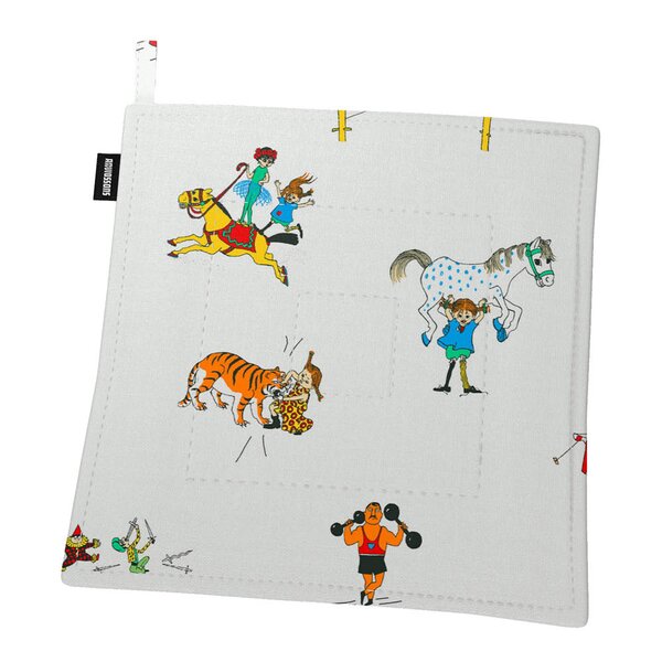 Arvidssons Textil Pippi på cirkus gryteklut hvit