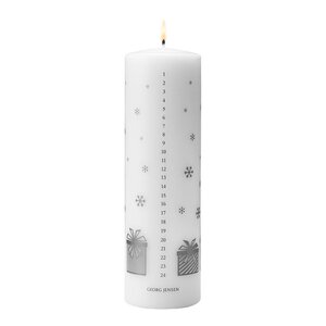 Georg Jensen Jul 2025 kalenderlys 6x20 cm hvit/sølv