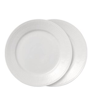 Royal Copenhagen Hvit Riflet tallerken 22 cm 2 stk
