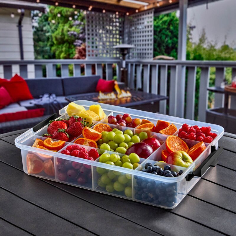 Farberware Snacklebox med 11 rom og plastbrett 30x40,5 cm hvit
