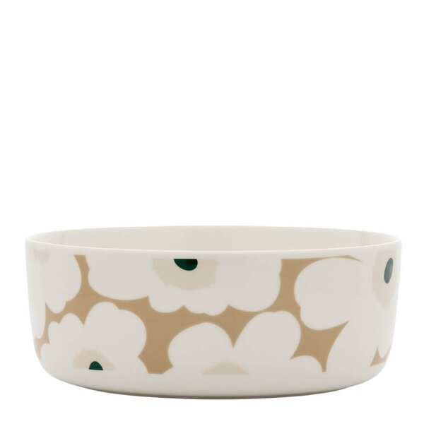 Marimekko Oiva Unikko serveringsbolle 1,5 L hvit/beige/grønn