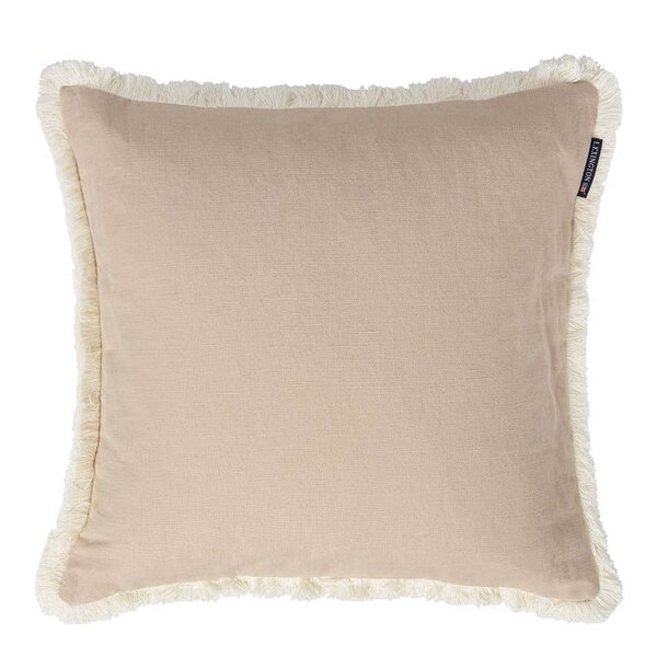 Lexington Putetrekk lin/bomull med frynser 50x50 cm beige