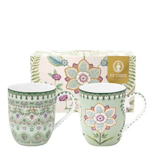 Pip Studio Lilly & Lotus krus liten 20 cl 2 stk lysegrønn
