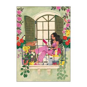 Poster & Frame Caroline Bonne Müller poster 30x40 cm woman reads on balcony with cats