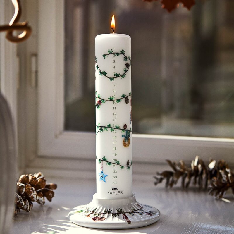 Kähler Hammershøi Christmas kalenderlys 2026 5 cm hvit m/dekor