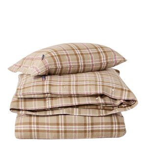 Lexington Sengesett 140x220 cm bomullsflanell rutete fudge/beige/fig