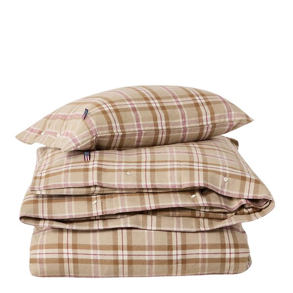 Lexington Sengesett 140x220 cm bomullsflanell rutete fudge/beige/fig