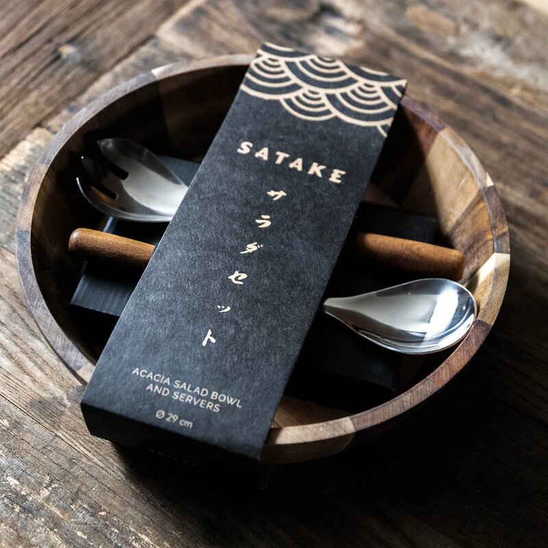 Satake Salatskål og salatbestikk akasie