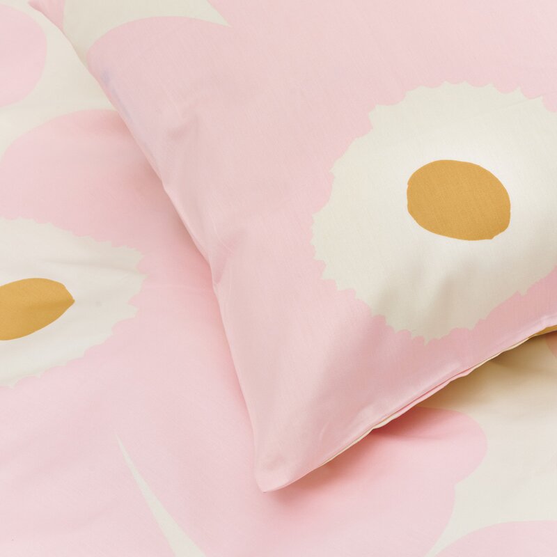 Marimekko Unikko sengesett 150x210 cm hvit/rosa/beige