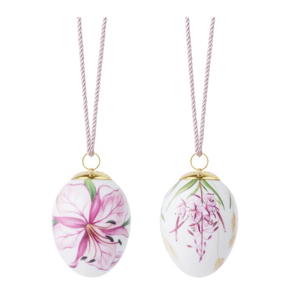 Royal Copenhagen Vårkolleksjon påskeegg 2026 6 cm 2 stk geitramsblomst