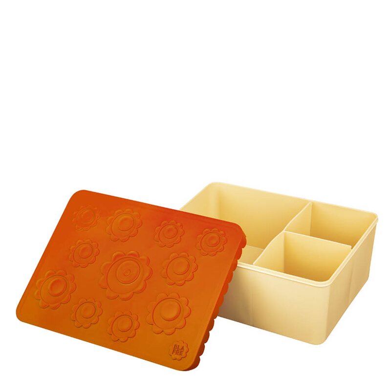 Blafre Matboks i plast treroms 7x14x19 cm Blomst oransje/lys gul