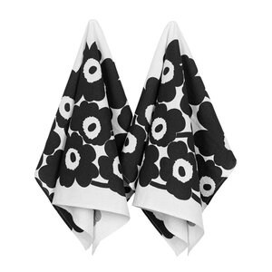 Marimekko Unikko kjøkkenhåndkle 47x70 cm 2 stk hvit/svart