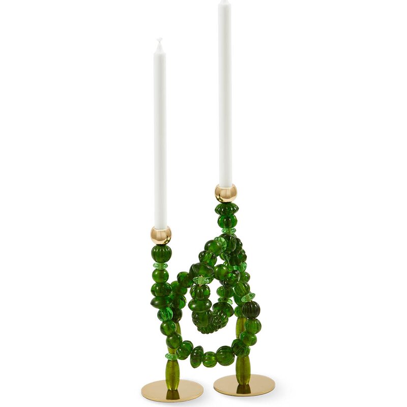Pols Potten Beads lysestake 38 cm mørk grønn