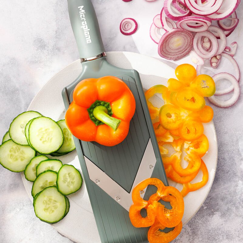 Microplane V-blade mandolin PureCut justerbar eucalyptus