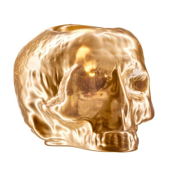 Kosta Boda Still Life Skull lyslykt gull