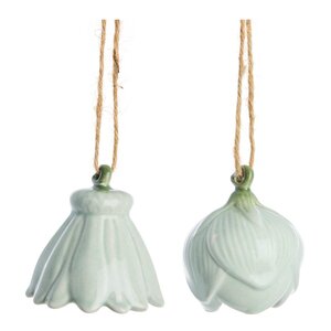 Lene Bjerre Dehlia hengende blomsterdekorasjon 2 stk 4,5 cm lysegrønn