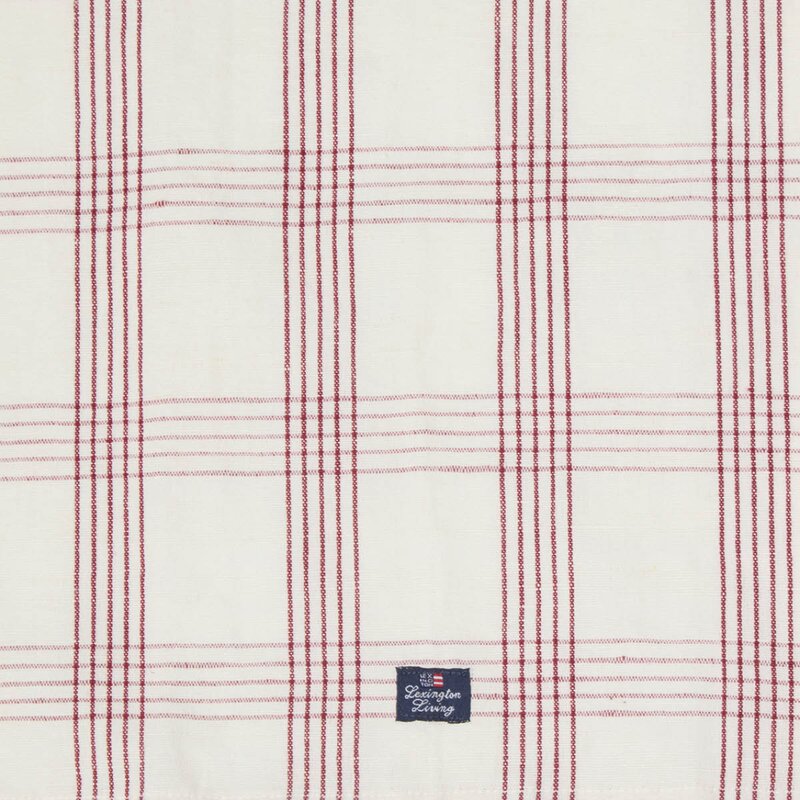 Lexington Kjøkkenhåndkle lin/bomull 50x70 cm rutete hvit/rød