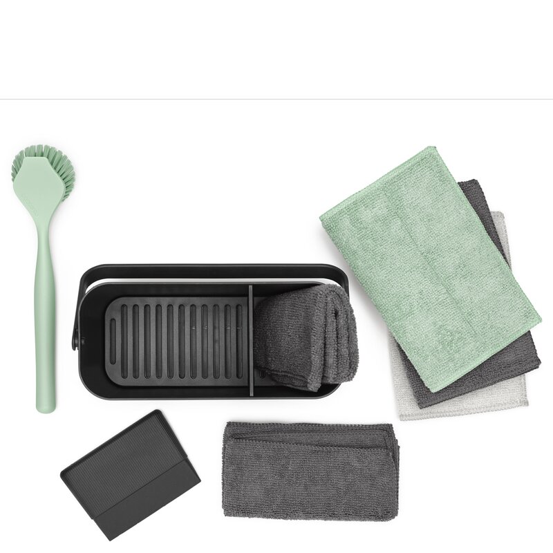 Brabantia Rengjøringssett 8 deler mørk grå/jade grønn