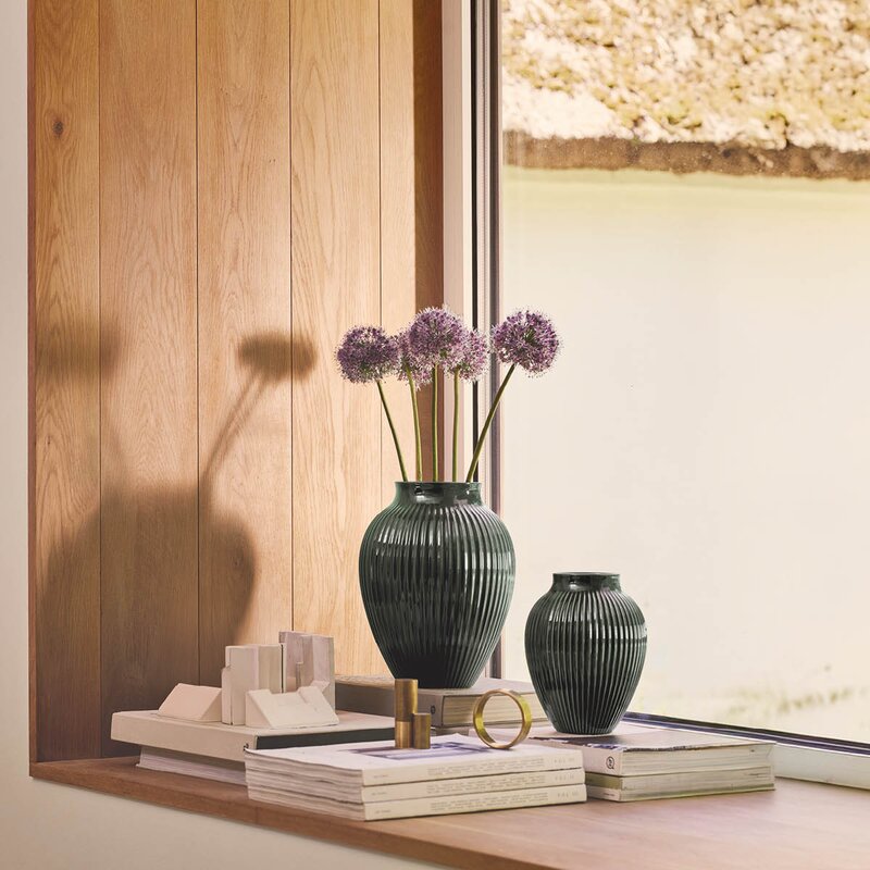 Knabstrup Keramik Ripple vase 20 cm dark green