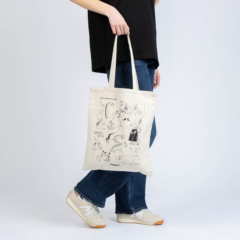 Nordicbuddies Mummi 80 år handlenett 38,5x42 cm Jungel beige
